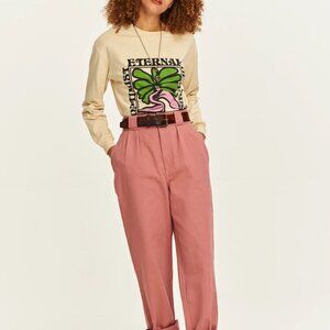 Lucy & Yak Addison Tapered Jeans: ORGANIC TWILL - Dusky Pink US 14 W36 (UK 18)